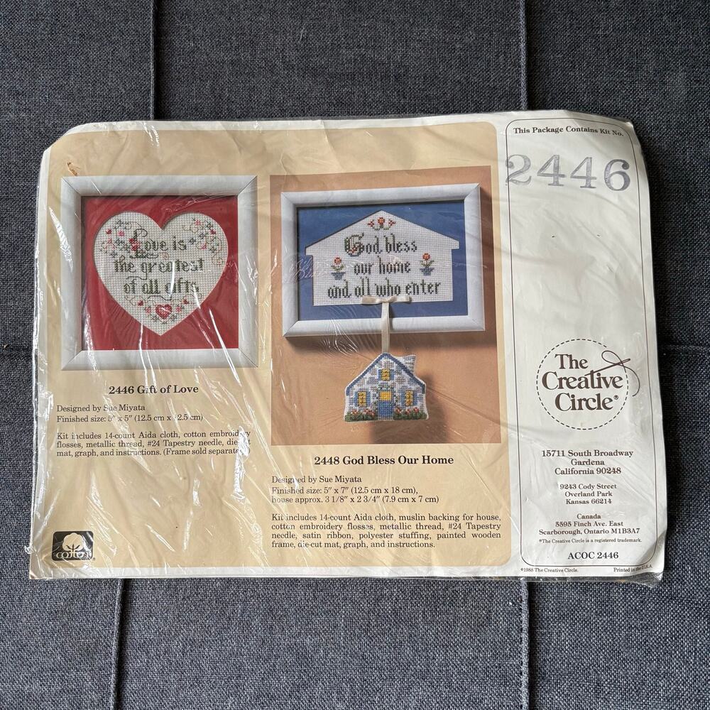 Gift Of Love Vintage Counted Cross Stitch Sampler Kit The Creative Circle - 1988